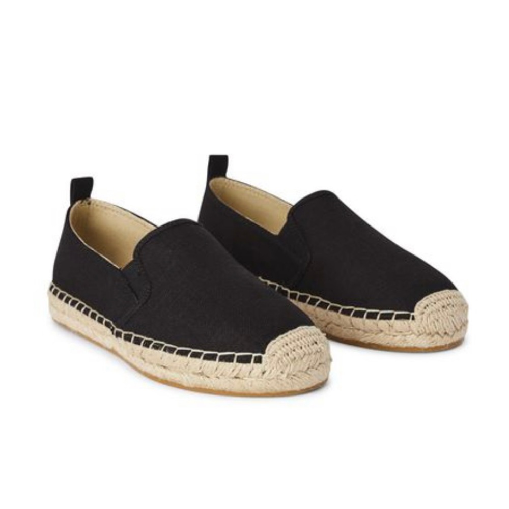 Espadrilles Rope Sole Black Canvas Shoes 7